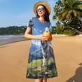 thumbnail image 4 of Honeii Blue Sky Dog Print Women’s Short Sleeve Dress, Comfortable Casual Dress, Soft Polyester Spandex Blend, Stylish Everyday Wear for Summer, Perfect for Travel and Vacation, 4 of 6