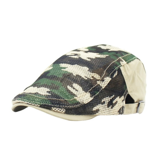 WITHMOONS Cotton Military Camouflage Newsboy Summer Mesh Flat Cap Ivy Gatsby Hat YZ30152 (Beige)