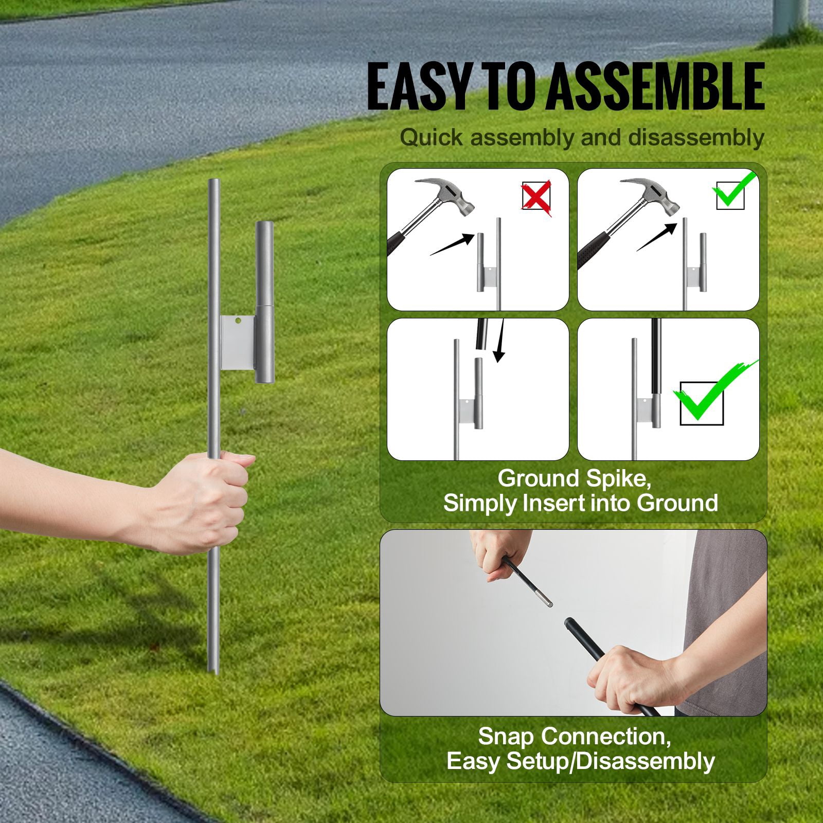 Dranite 12.7 FT Feather Flag Pole Kit 2-Pack, Swooper Design with Ground Stakes for Advertising