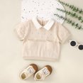 thumbnail image 4 of Gibobby Playera&nbsp;Moda de manga corta pequeños, bebés, niños y niñas, suéter con cuello vuelto, suéteres de punto de algodón con cierre de botón, Tops, camisa con bolsillos （Caqui， 6-12 Meses), 4 of 5