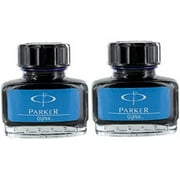 Parker Quink Fountain Pen Ink Bottle, Each 30 ml, Blue Ink, Pack of 2
