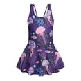 thumbnail image 6 of DISNIMO Girls Sleeveless Swimdress Jellyfish Print One-Piece Bathing Suit Skirted Soft Sleeveless Swim Dress U Neck Stretch Swimwear for 3-13Y, 6 of 8
