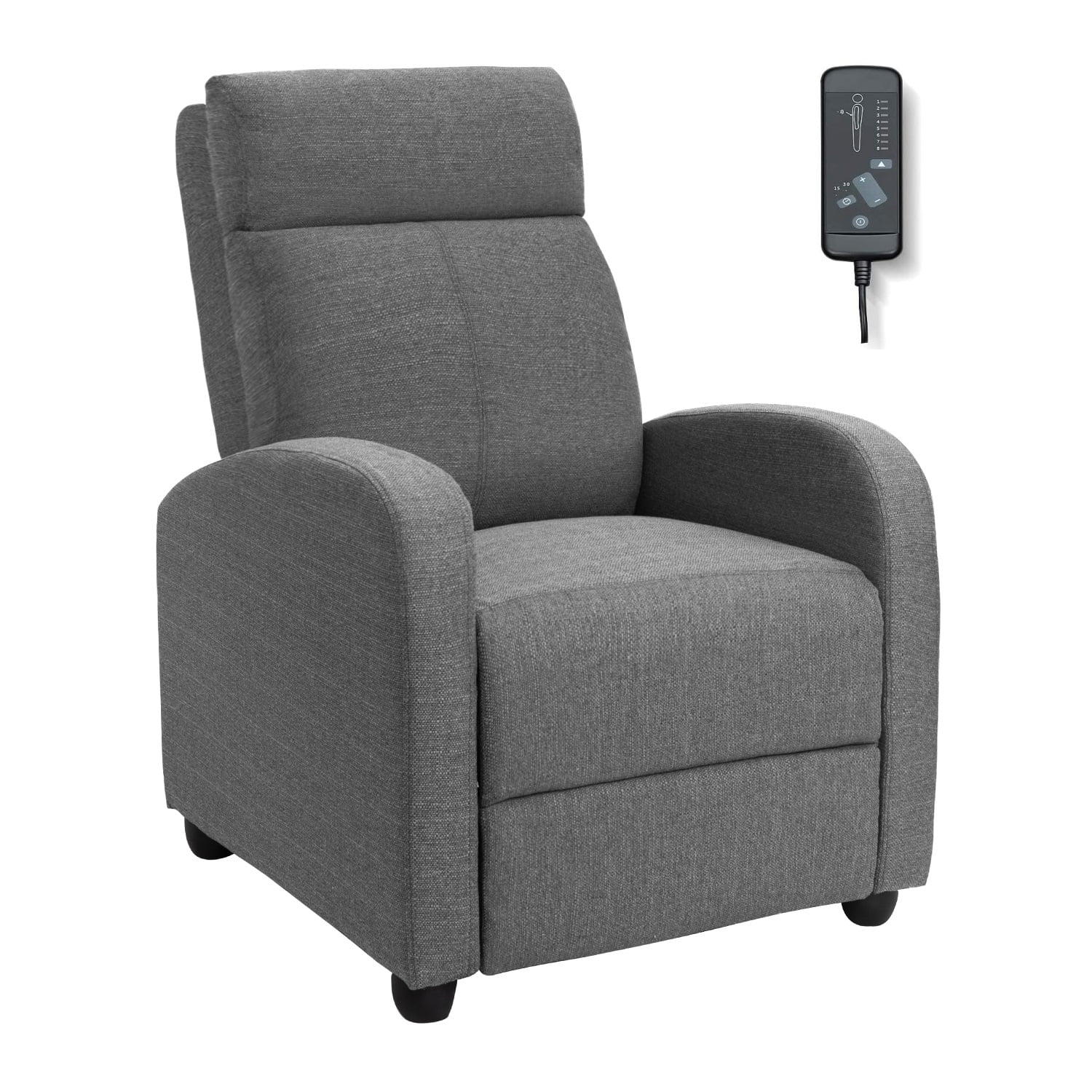 Vineego Fabric Single Massage Recliner Chair with Thick Seat Cushion and Backrest，Gray Fabric