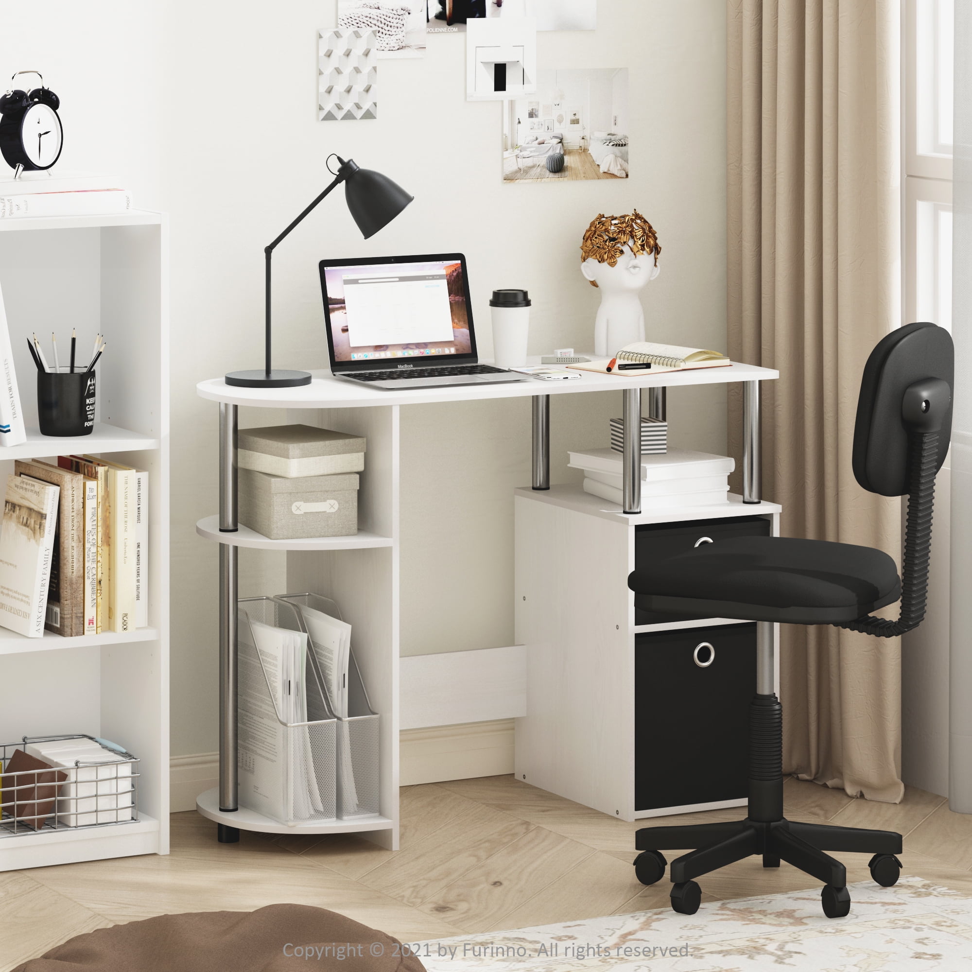 Furinno 15111 JAYA Simplistic Computer Study Desk with Bin Drawers
