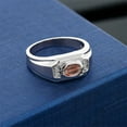thumbnail image 3 of Gem Stone King Men's 925 Sterling Silver Red Tiger Eye and White Diamond Ring (1.38 Cttw, Gemstone Birthstone, Oval 8X6MM,, Size 9), 3 of 3