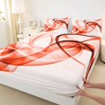 thumbnail image 5 of Manfei Abstract Artwork Queen Sheets, Gradient Queen Sheet Sets, Red, Gray Reversible 4 Pieces1 Flat Sheet + 1 Fitted Sheet + 2 Pillowcases, 5 of 6