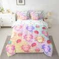 thumbnail image 3 of Manfei Pink Kawaii Axolotl Bedding Comforter Set 7 Pieces, Cute Cartoon Donut Cake Full Bedding Set, Teens Boys Girls Kids Reversible Fitted Sheet Flat Sheet, Breathable Home Decor, 3 of 8