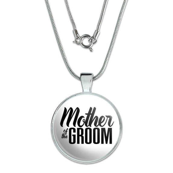 Mother of the Groom Wedding 1" Pendant with Sterling Silver Plated Chain