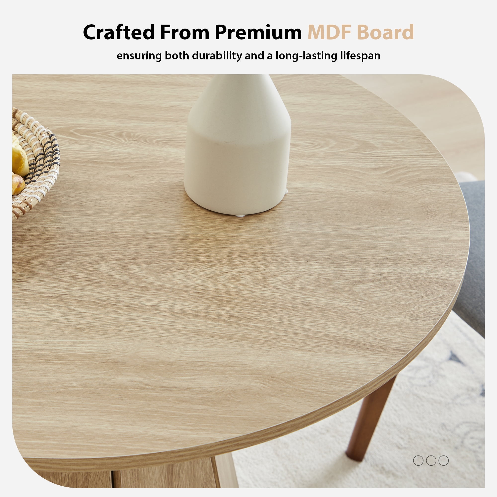 Wirrytor Small Round Dining Table for 4, 31 Inch Farmhouse Fluted Kitchen Table with Pedestal Base, Space Saving Circle Dining Table for Small Kitchen and Living Room