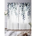 thumbnail image 3 of Blue Teal Eucalyptus Sheer Curtains 84 Inch Length 2 Panels Set Window Treatments, Weeping Botanical Leaf Watercolor Rod Pocket Semi Curtains for Living Room/Bedroom/Kitchen Décor, 104"W x 84"L, 3 of 7