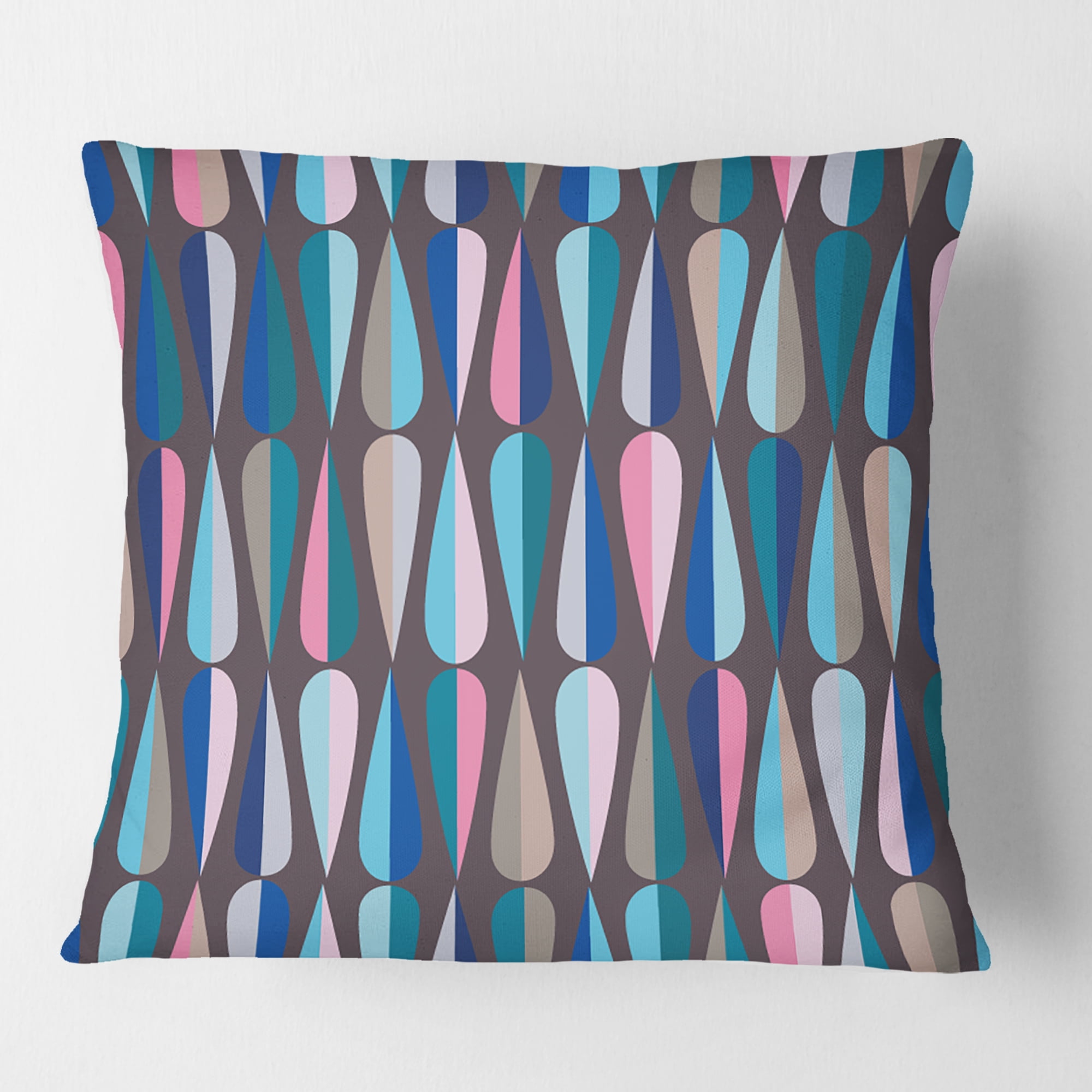 Designart Retro Abstract Drops VIII' Mid-Century Modern Throw Pillow - 18x18