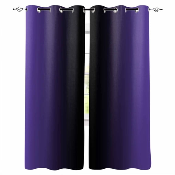 Purple Black Ombre Blackout Curtains 63 Inches Long, Gradient Contemporary Abstract Art Thermal Insulated Black Out Curtains, Darkening Window Curtain Drapes for Bedroom Living Room 42"x63" 2 Panels