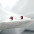 thumbnail image 4 of Gem Stone King Platinum Stud Earrings for Women Men 1.04 Ct Round 5mm Pink Tourmaline, 4 of 6