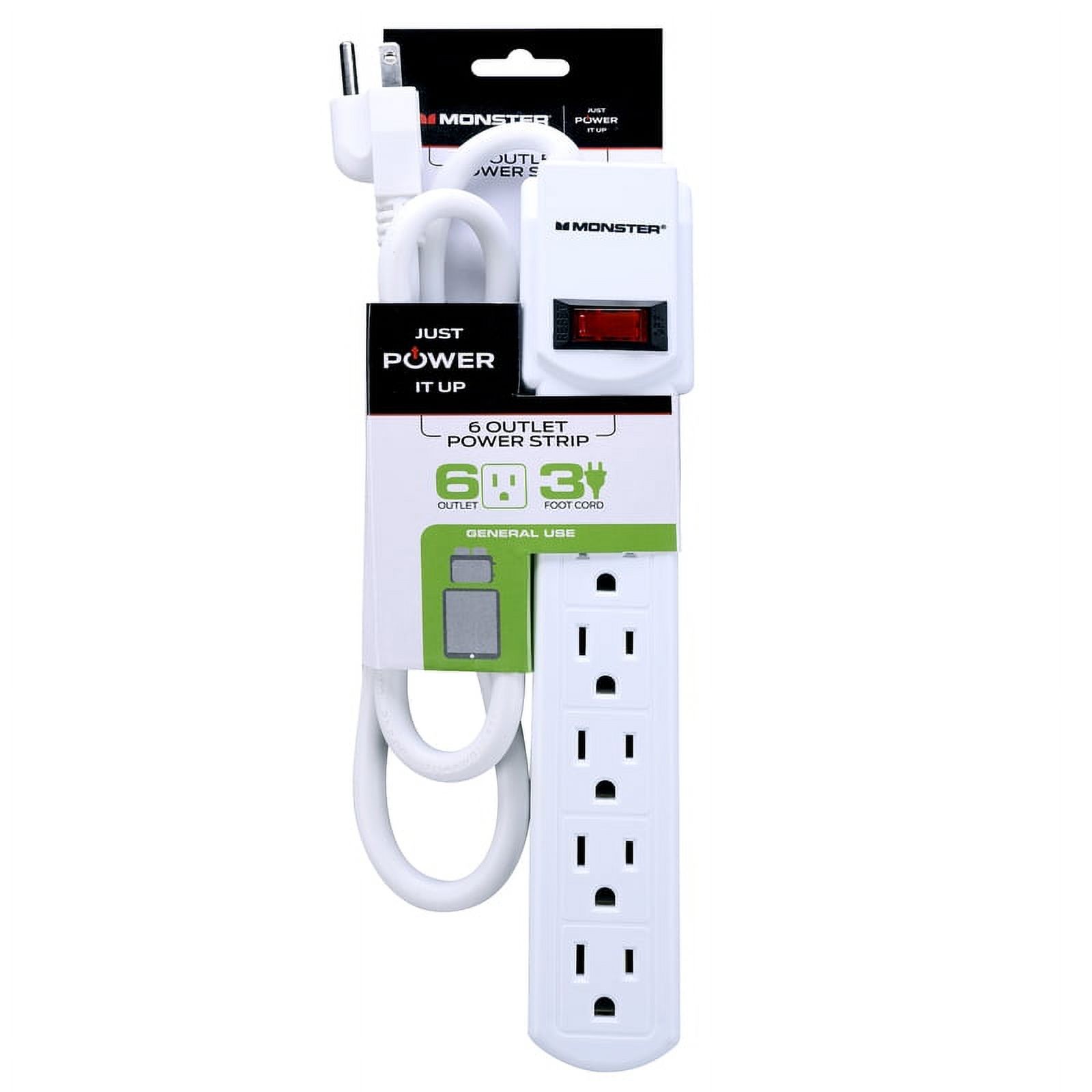 Monster 3001091 3 ft. 6 Outlets Power Strip, White