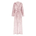 thumbnail image 5 of Hooded Nightgown for Women Double Sided Velvet Bathrobes Solid Color Long Sleepwear Robe Fleece Winter Pyjamas Hoody Robes Long Sleeve Home Clothing(Free Eye Mask), 5 of 8