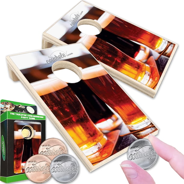 Set de juego de escritorio Coinhole para juego de mesa con monedas y pegatina