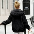 thumbnail image 6 of aohooy Fuzzy Fleece Sherpa Jacket Women Winter Coats Warm Zip Up Hooded Sweatshirt Jackets Comfort Thermal Coat with Pockets Black,M, 6 of 9