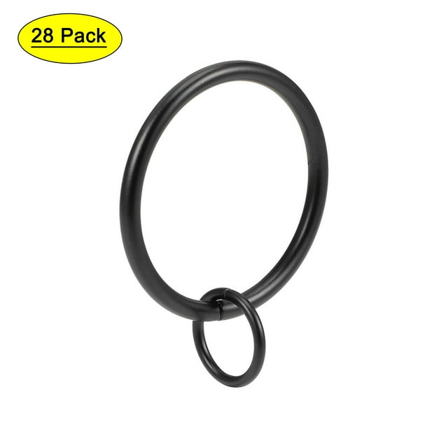 Anillos de cortina negros de metal de 37 mm de diámetro interior, paquete de 28