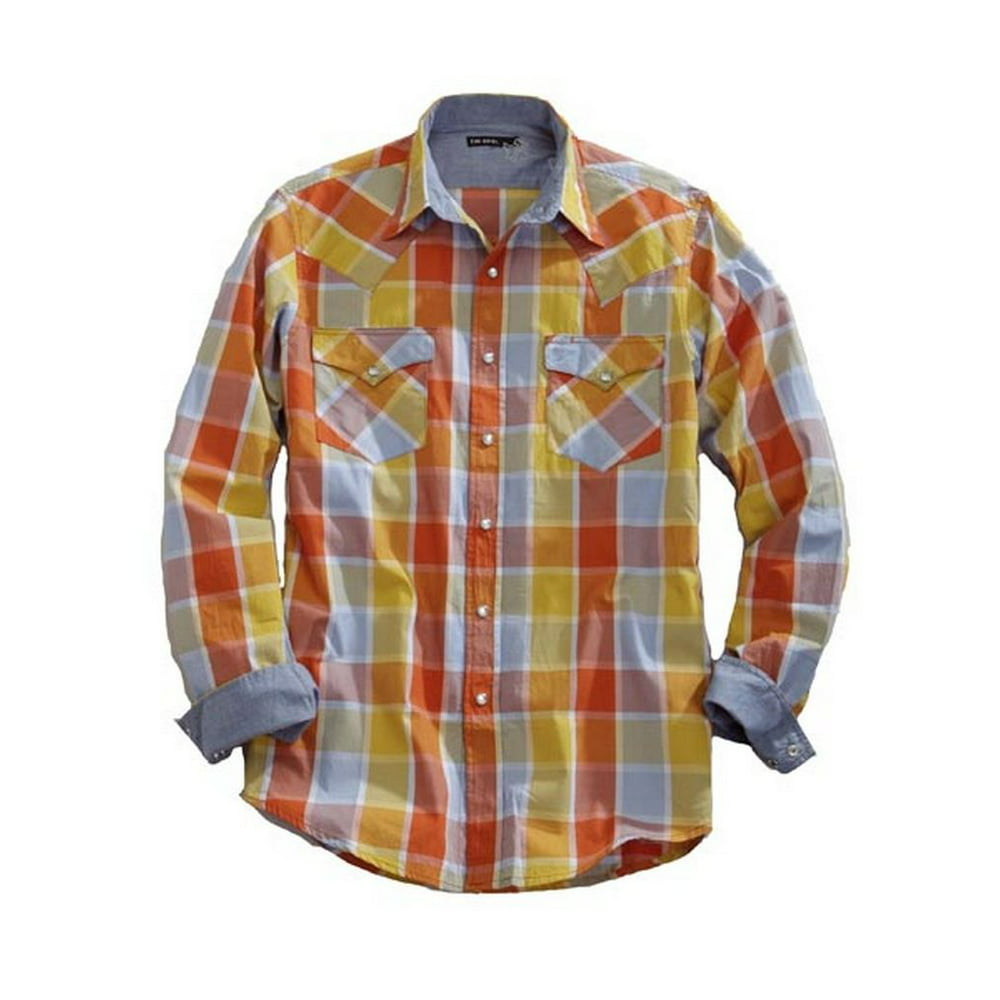 Tin Haul - Tin Haul Western Shirt Men Long Sleeve Snap Orange 10-001 ...