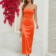 thumbnail image 5 of Hvot&aat Women's Strapless Satin Dress Tube Top Off Shoulder Sleeveless Formal Wedding Guest Evening Party Cocktai Midi Dresses, 5 of 5