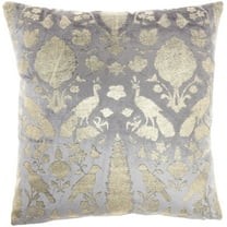 Nourison Sofia Foil Print Birds Grey Decorative Throw Pillow , 20"X20"