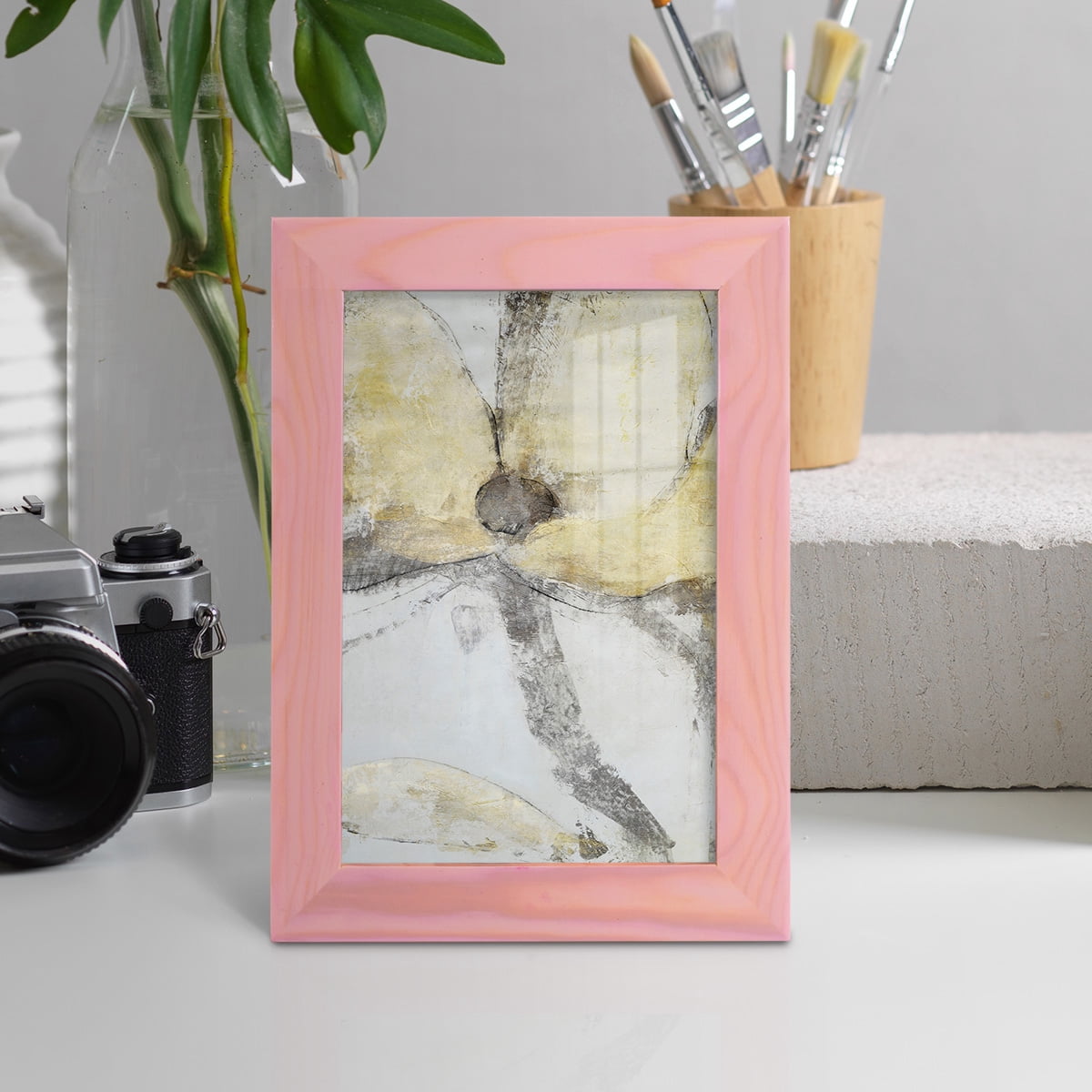 Une Fleur I - Framed Print w/glass - Sunset Pink