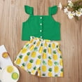 thumbnail image 2 of Fesfesfes Summer Kids Girls 2-piece Outfit Flying Sleeve Tops Pineapple Print Shorts Set, 2 of 9
