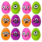 Monster Easter Eggs - Pack of 12 2.5 Plastic Monster Print Eggs for Easter Basket Fillers, Treasure Chest Stuffers, Novelty Toy, Party Supplies