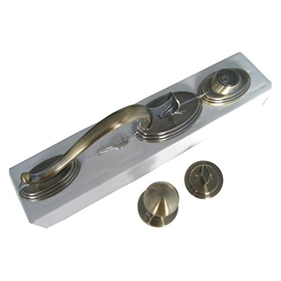 Antique Brass Lock Door Round Knob Handle Entry/Privacy/Passage/Dummy/Deadbolt 5765AB (Front Door Handle Set Keyed Alike)