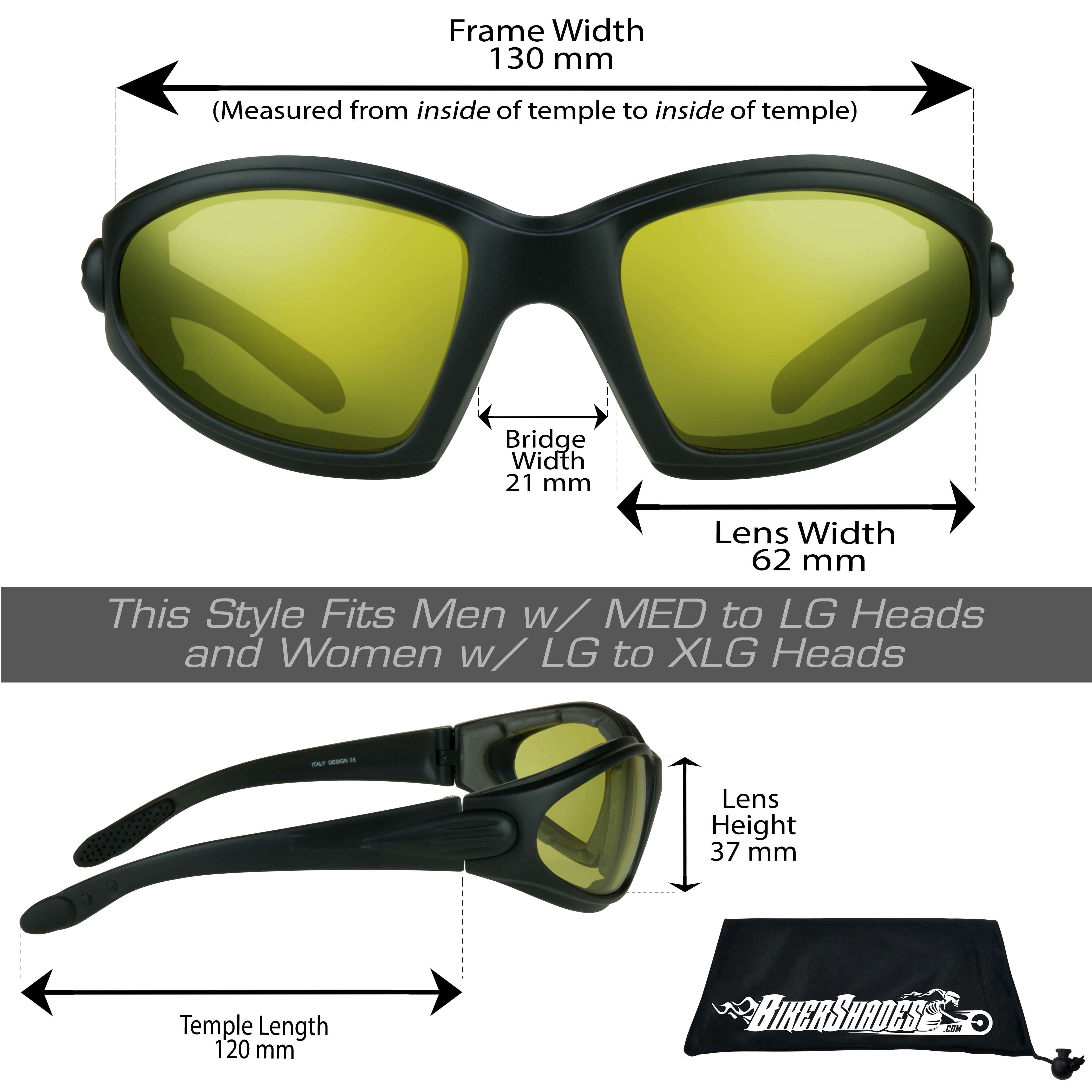 Bikershades Photochromic Motorcycle Sunglass Night Transitional Men Foam Padded with Hard Case