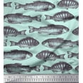 thumbnail image 1 of Soimoi Green Cotton Jersey Fabric Fish Ocean Print Fabric by Yard 58 Inch Wide, 1 of 3