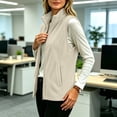 thumbnail image 6 of Busydd Fleece Vest Women Fashion Zip Up Sleeveless Stand Collar Fall Vest Casual Comfortable Solid Color Outerwear Vests with Pockets, 6 of 10