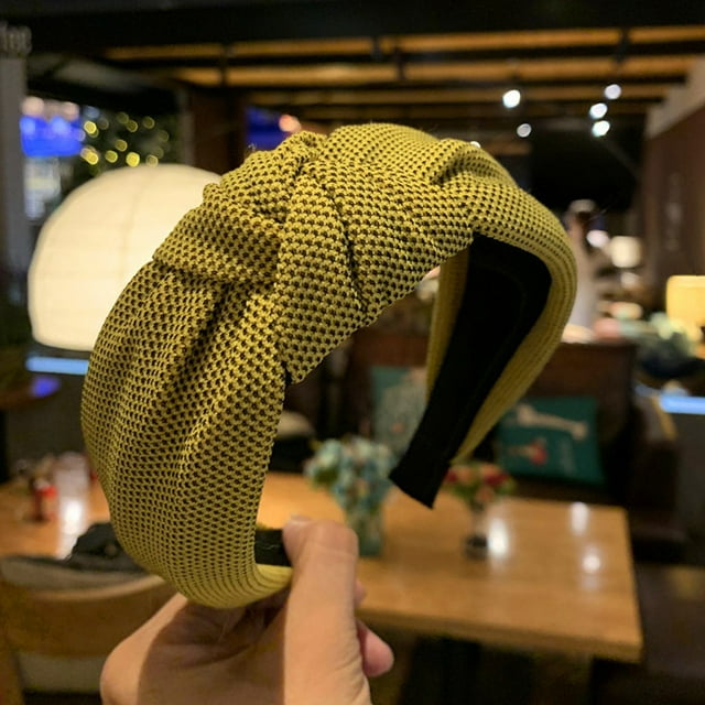 Bandeau Jaune Mode Femme Tricoté Épingle à Cheveux Nœud Serre-Tête