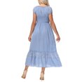 thumbnail image 3 of Robe Maxi pour Femme de Style Renaissance Paysanne, Style Bohème, Manches Cap, Bordure en Dentelle, Bleu Ciel, XX-Grand, 3 of 5
