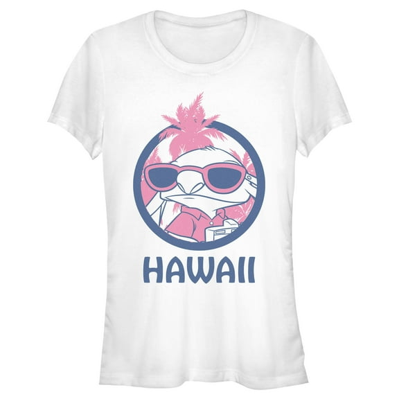Junior's Lilo & Stitch Pink Sunglasses Stitch Graphic Tee White X Large