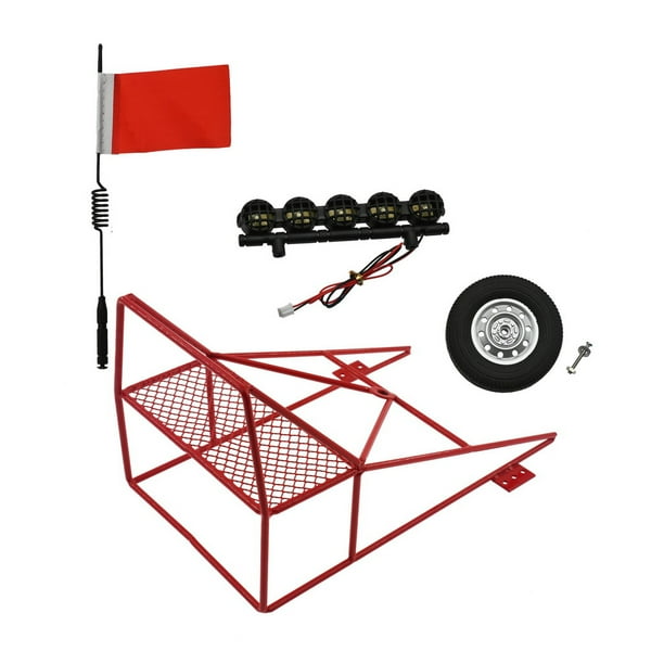 Cubo trasero jaula antivuelco estante Control remoto 1:10 simulación actualización neumático techo lámpara conjunto modificación piezas Kits de construcción modelo Estante rojo Bandera roja Vogacara FN010314-01B
