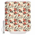 thumbnail image 2 of Red Spring Floral Waterproof Fabric Shower Curtain, Vintage Birds Summer Botanical Shower Curtain for Bathroom Curtains Bathtubs Hotel Washable Shower Curtains with 12 Hooks Extra Long 72x96, 2 of 6