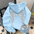 thumbnail image 5 of Linfrsh Girls Sequin Angel Wings Hoodies Trendy Long Sleeve Hooded Baggy Drawstring Sweat Fashion Casual Pullovers With Pockets(Light Blue,6-7 Years), 5 of 7