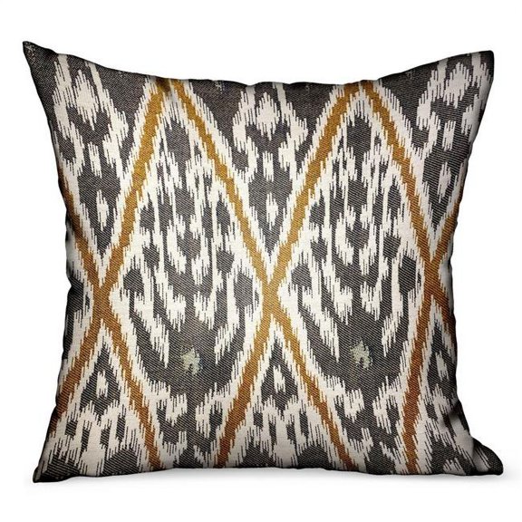 Plutus Isabis Plush Brown Ikat Luxury Outdoor/Indoor Throw Pillow Double sided 18" x 18"