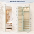 thumbnail image 3 of Costway Mirrored Wall & Door Mounted Jewelry Cabinet Storage Organizer with Lights&Drawer Green, 3 of 11