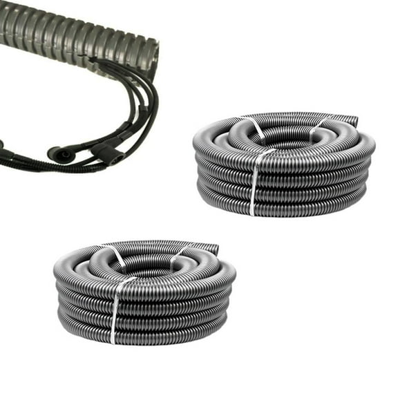 Split Loom Tubing Wire Conduit, Grey Corrugated Wire Tube Cable Protection Pipe Cable Tidy Tube for TV Cables, Electric Wire, Garden Lights (ID 7mm, 19.6 Ft)
