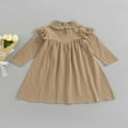 thumbnail image 3 of Toddler Kids Baby Girls Autumn Clothes Casual Ruffle Long Sleeve Dress Solid Color Loose Midi Dresses Outfits, 3 of 6