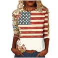 thumbnail image 2 of Lorytime 4th of July Shirts Women Stars and Stripes Tops Patriotic Graphic Clothes Lorytime 3/4 Sleeve Holidays Clothes, 2 of 5
