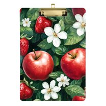 FORMRS Acrylic Clipboard with Low Profile Clip Standard A4 Letter Size, 12.5" x 9", Red Apple Pattern