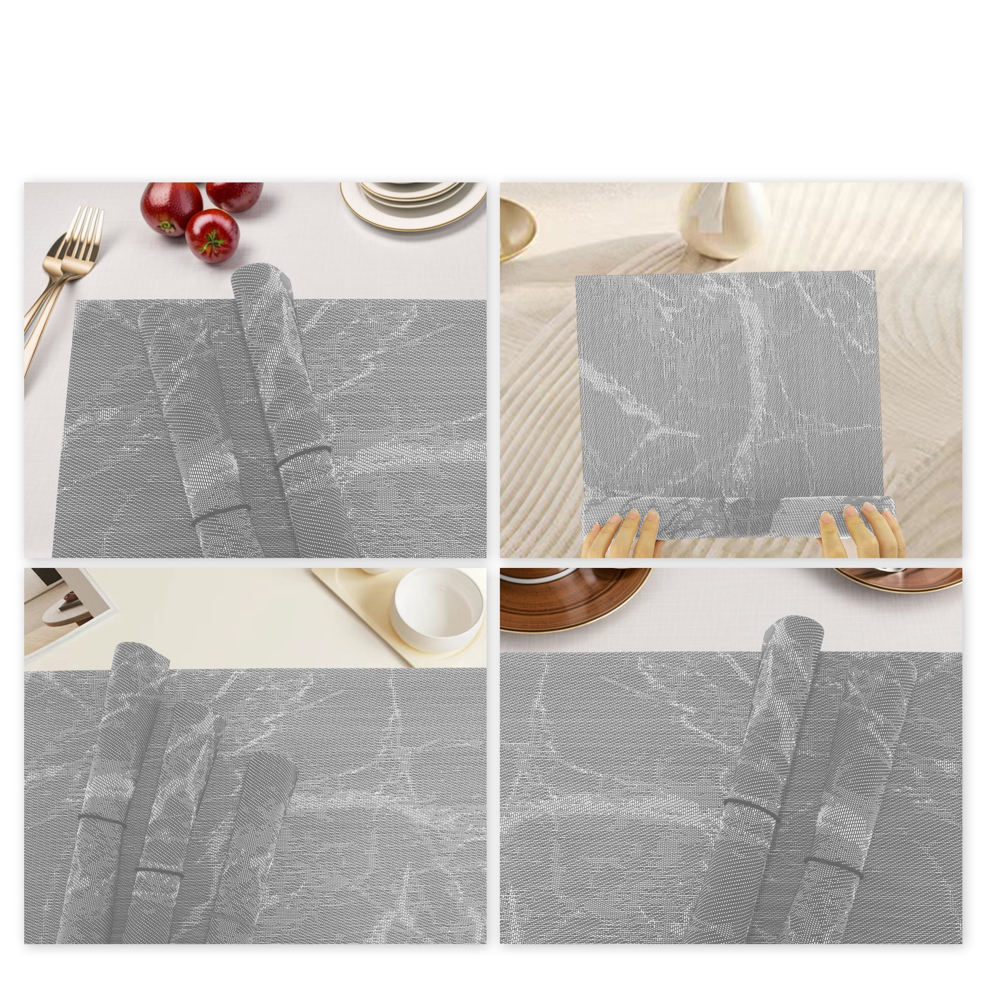 Unique Bargains 4 Pcs Marble Pattern Polyester Heat Resistant Washable Placemats  Gray