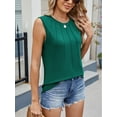 thumbnail image 5 of TEMOFON Tank Tops for Women Loose Fit Summer Scoop Neck Tanks Casual Long Muscle Tank Women with Pleats Green Sleeveless Basic Tunic Tops XL, 5 of 6