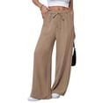thumbnail image 4 of TANBOM Women's Wide Leg High Waist Drawstring Elastic Casual Pants Khaki M, 4 of 5