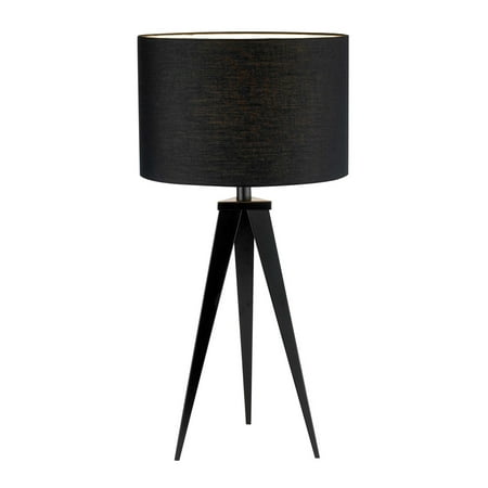 Adesso Director Collection Black Modern Side Corner Tripod Table Lamp with Shade