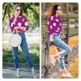 thumbnail image 5 of Salouo Purlpe And White Polka Dot Pattern Women's Pajamas Set Long Sleeve Button Down Sleepwear Soft Pj Lounge Sets for women 2 Piece Pjs Set with Long Pants -, 5 of 8