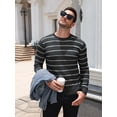 thumbnail image 6 of COOFANDY Men's Striped Crewneck Sweaters Long Sleeve Knit Pullover Lightweight Slim Fit Sweater, 6 of 8